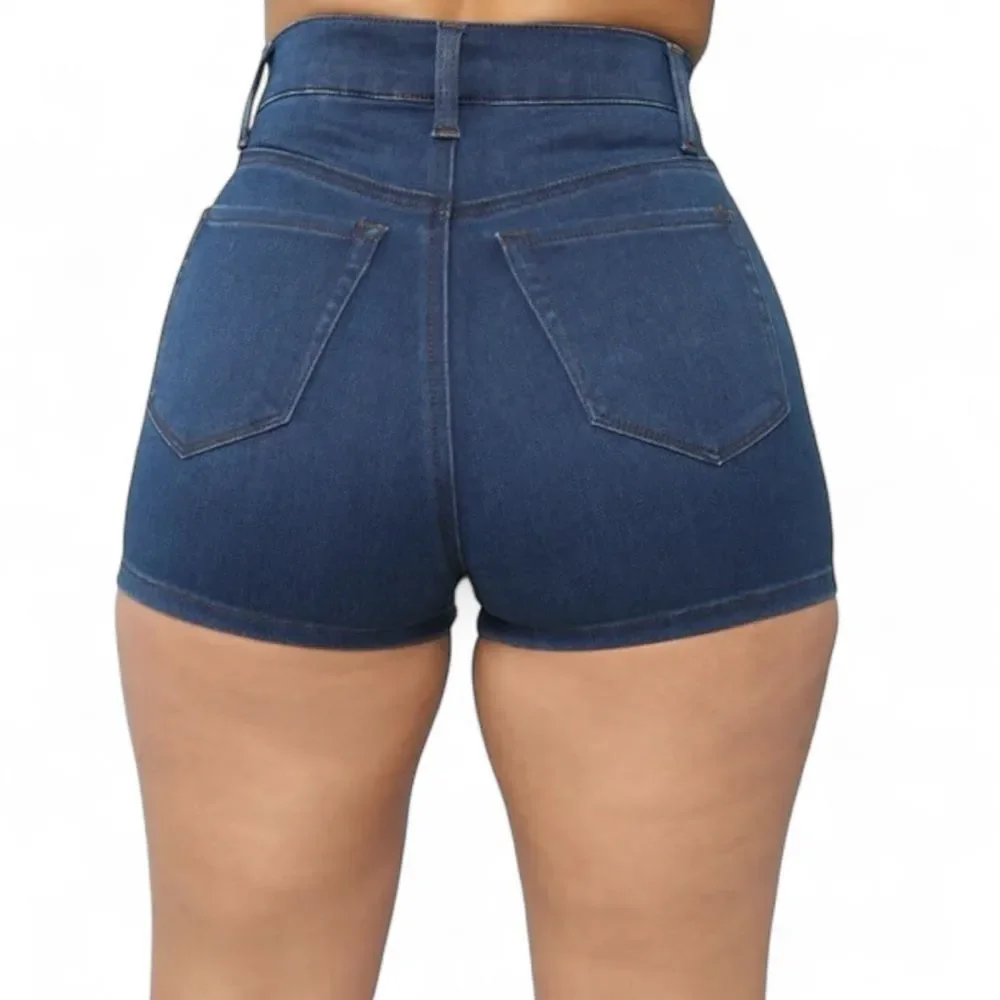 Fashion Nova High Waisted Denim Shorts Dark Wash Stretch Size 3/26 NWT
